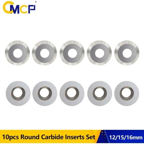 CMCP 10pcs 12/15/16mm 30 Degrees Round Carbide Inserts 12x2.5 15x2.5 16x3mm Milling Cutter For Wood Turning Tools