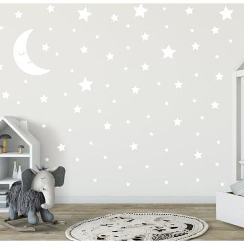 Half Moon and Star Stickers For Nursery Decoration Cute Sleepy Face and 78 Mixed Sizes Star Nursery room decoration 2341