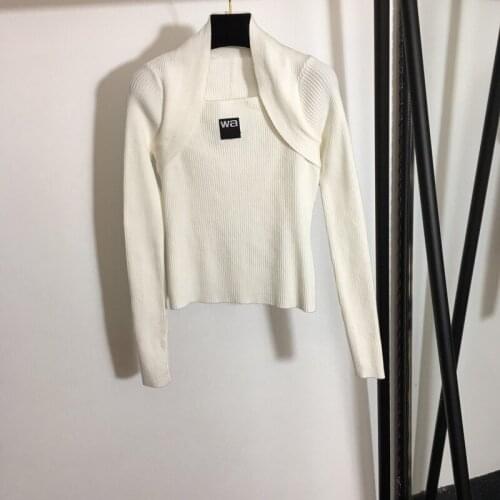 Autumn 11.27 Hot Sale!!! Winter New Fashion Shawl Collar Long Sleeve Subcoating Knitwear Letter Slim Pullover