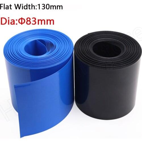 130mm Flat Width PVC Heat Shrink Tube Φ83mm Heat Shrinkable Film Battery Sleeve Black Blue