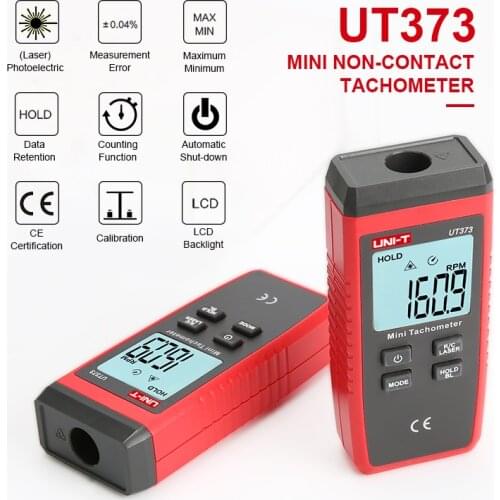 UNI-T UT373 Handheld Digital Laser Tachometer tTigger Automatic Tachometer LCD Backlight Display RPM Range 10-99999RPM