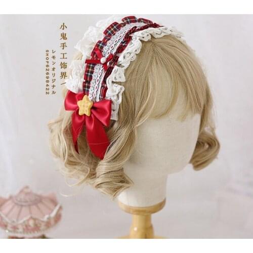 Lolita Hair Band Coffee Dark Red Dessert Cookie Hair Accessories Strawberry Lolita Lace Hair Band Sweet KC All-match Soft Sister