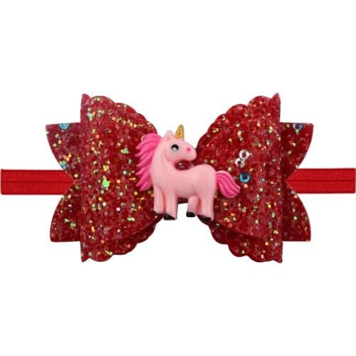 XIMA 14pcs/lot 3.5''Unicorn Headband Girls Hair Bows Headband Elastic Hairband Princess Hair Accessories