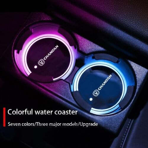 Luminous Car Cup Coaster Holder Car Logo Led Atmosphere Light For Changan CS95 CS85 CS75 CS35 Eado Alsvin 7 Auto Accessories
