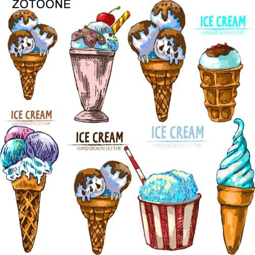 ZOTOONE Ice Cream Heat Transfers Iron on Patches for Clothing DIY Dessert Clothes Stickers Appliques Printed A-level Washable A