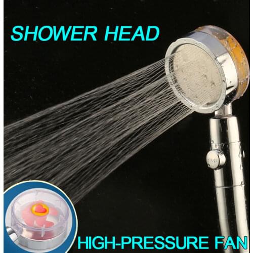 360 Degrees Rotating With Small FanShower Head Water Saving Flow ABS Rain High Pressure spray Nozzle Bathroom Accessories