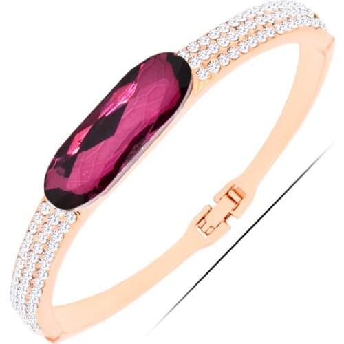 W112 Fashion Crystal Bangle For Girlfriend Gold Color Jewelry 2017 Latest Design Bangle Wholesale Mothers Day Gifts