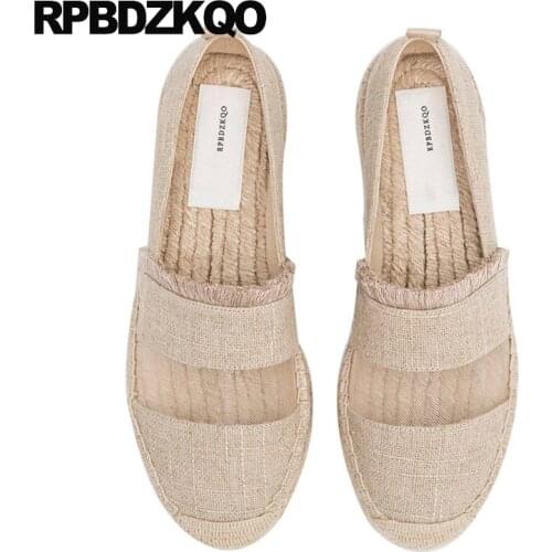 Sandals Large Size Women Fisherman Canvas Espadrilles Transparent Hemp Shoes Platform Walking Mesh Thick Sole Breathable 2019
