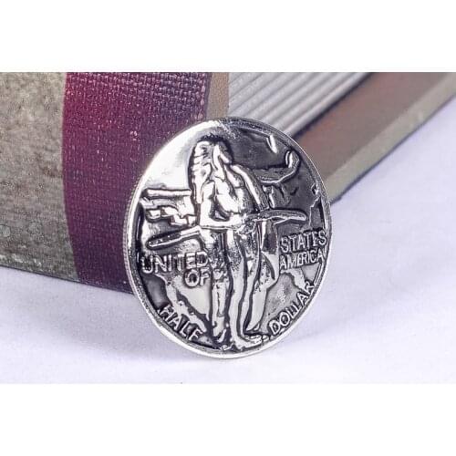 6PCS 30MM Heavy duty 1926 Silver Oregon Trail Half Dollar Indian Coin Conchos For Leather Craft Leather belt handbag