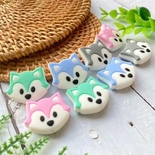 10pcs Silicone Baby fox Teether Beads Pacifier Chain Teething Molar Chewing Beads For Newborn Baby Bead Teether Toys