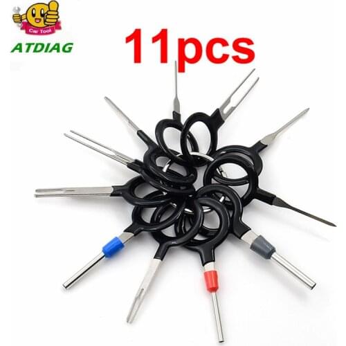 11 pcs Auto Car Plug Circuit Board Wire Harness Terminal Extraction Pick Connector Crimp Pin Back Needle Remove Tool Set