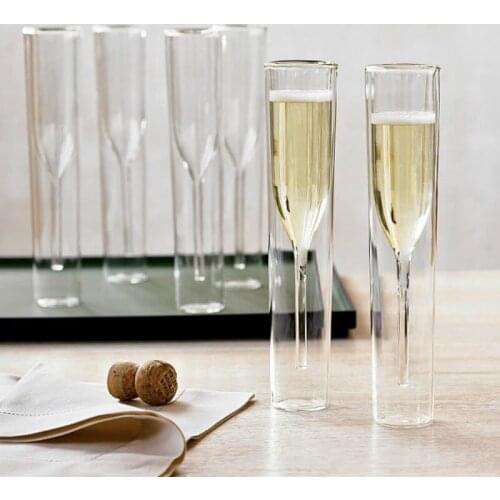 115ml Double Glass Wall Champagne Glasses Straight Artwork Tasting Wine Glass Cup Comfortable Bar Family Wineware Holiday
