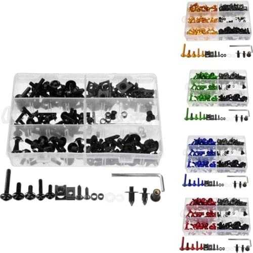 198Pcs Universal Motorcycle Fairing Bolt Screw Fastener Fixation for Honda Yamaha Kawasaki Suzuki Mounting Kits