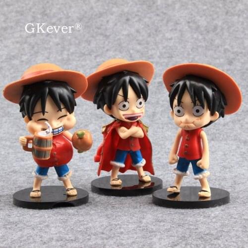 3 Pcs/set Q Version Anime One Piece Figures 11 cm Cute Roronoa Zoro Luffy Sanji BROOK Nami PVC Collectible Model Kids Gift