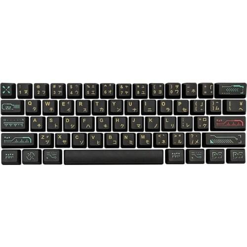 71-Key PBT Keycap All-Inclusive Five-Sided Sublimation Mechanical Keyboard Cap Compatible For GH60 GK64 Black