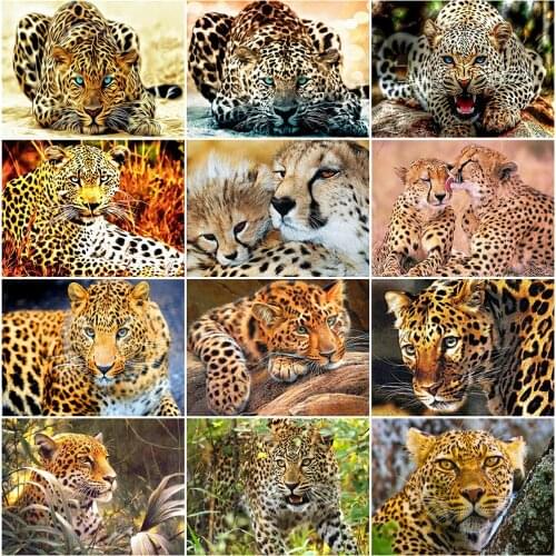 Evershine Diamond Embroidery Leopard Diamond Art Painting Animal Full Drill Mosaic Needlework Picture Rhinestones Handicraft