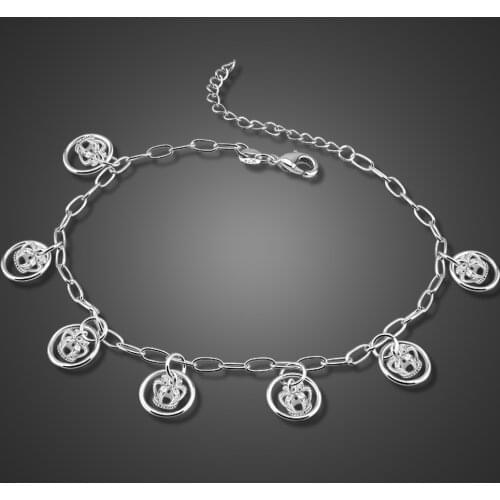 Vintage Fashion Crown Anklets 100% 925 Sterling Silver Women Summer Beach Barefoot Sandals Bracelet on the leg Foot Jewelry