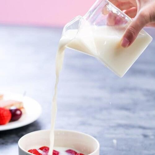 Fast Shipping 1 piece 250ML Half Pint Milk Carton Style Creative Mini Creamer Jug Glass Milk Mug Wine Glasses Cup Coffee Cup Mug