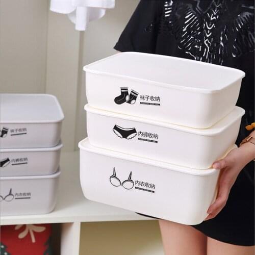 Household Plastic Underwear Organizing Box Sock Separable Stackable Storage Box Underwear Storage Box With Label Cabinet