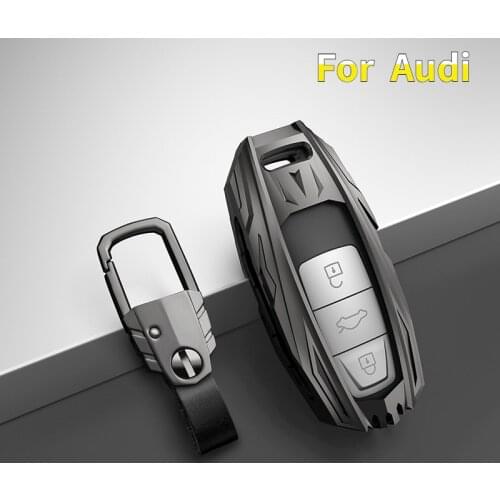 Zinc Alloy Car Key Case Cover for Audi A3 A4 B9 A6 C8 A7 S7 4K A8 D5 S8 Q7 Q8 SQ8 E-tron 2018 2019 2020 2021 Accessories