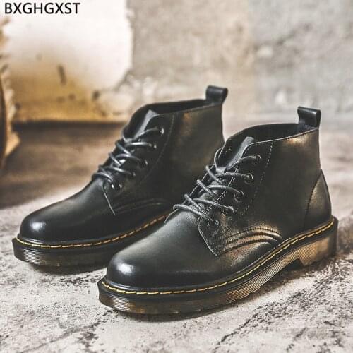 Black Martin Boots for Men Male Luxury Designer Men Casual Shoes Leather Boots Men Outdoor Shoes Ankle Boots Man Chaussure Homme