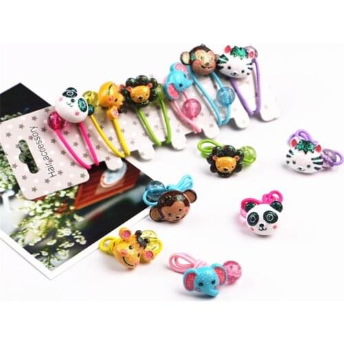 6pcs/lot GG & MM Children 's jewelry hair ornaments wholesale cartoon bright crystal giraffe small animals hair ring hair rope