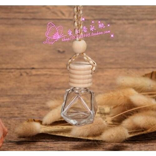 Wholesale GJ0012-8ML Popular Transparent Rhombic Glass Pendant Empty Fragrant Water Bottle 100PCS/LOT