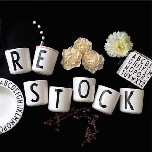 Ins Style Portable Plastic Tea Cups Eco-Friendly Wheat Straw Cup Coffee Tea Milk Drink Cup LetterA-Z Mug For Kids Drink Bottle