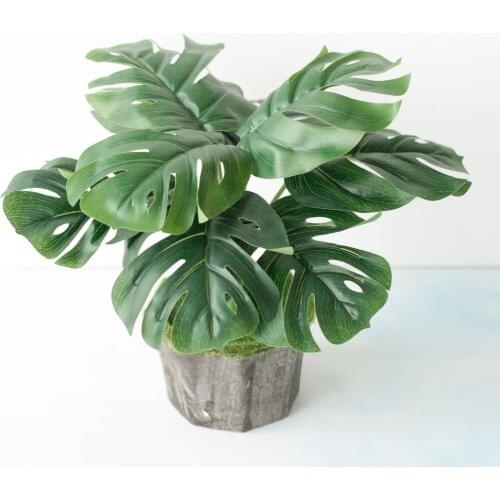 25cm 9Heads Artificial Monstera Tree Plants Home Garden Living Room Bedroom Balcony Decoration Tropical Plastic Fake Plants