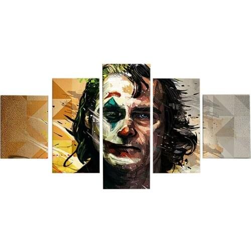 5 Pcs Joker Character Face Canvas Picture Print Wall Art Canvas Painting Wall Decor for Living Room Poster No Framed
