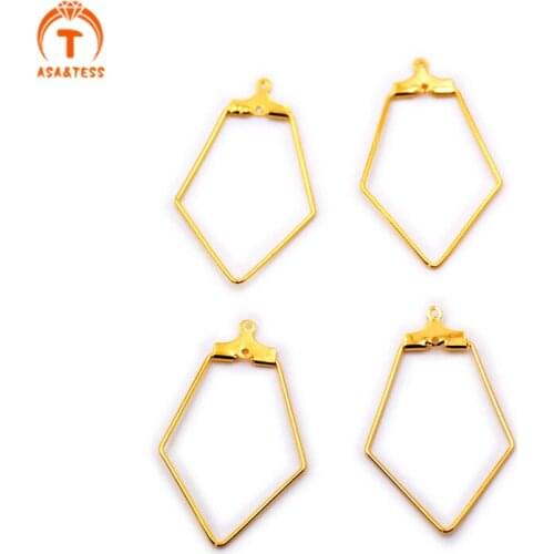 10 PCS Bright Gold Plated Geometric Pentagon Hoop Ring Connector Link Charms 35x20mm gold plated jewelry finding