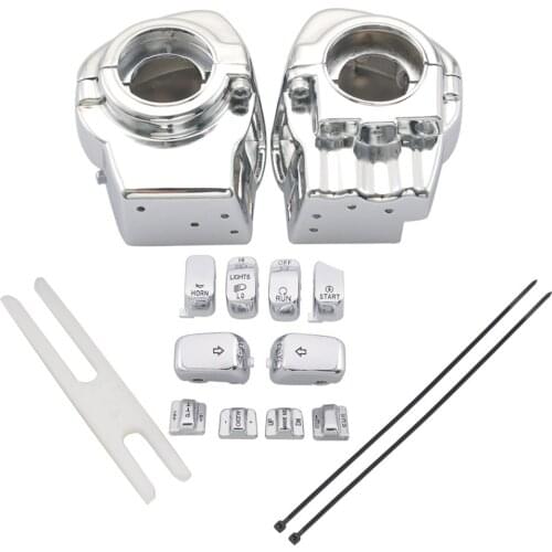Motorbike Handlebar Control Chrome Switch Housings Switch Caps For Harley Glide 96-13 FLHTCU FLHTK FLTR FLTRU FLHRC FLHR Models