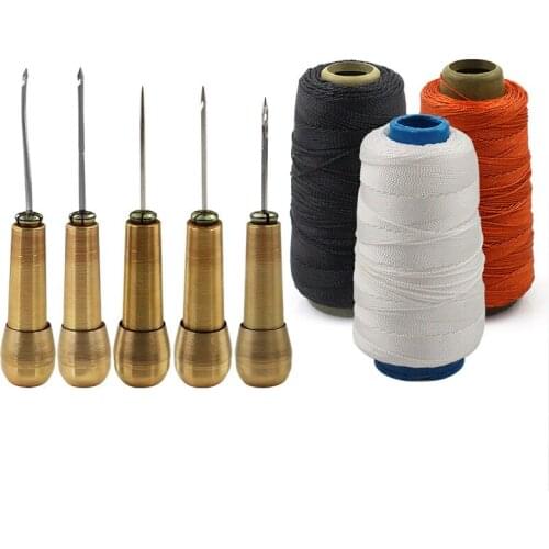 Leather Canvas Craft Awl Tool Set Leather Sewing Threads Leathercraft Awl and Polyester Threads Kit Set Sewing Accessories