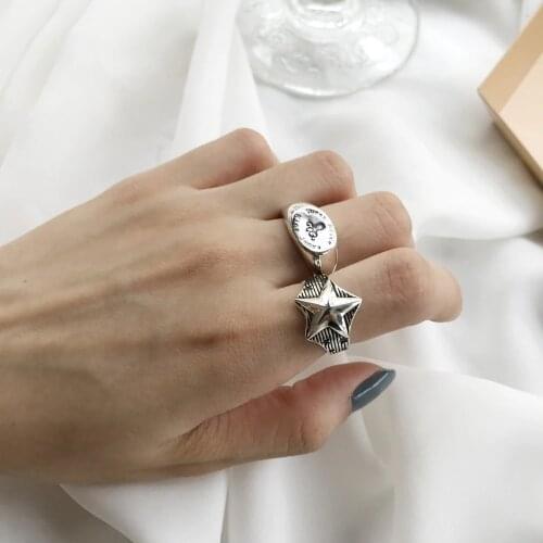 1pc Authentic S925 Sterling Silver Fine Jewelry Stars /Round letters octopus Seafish Ring open J382