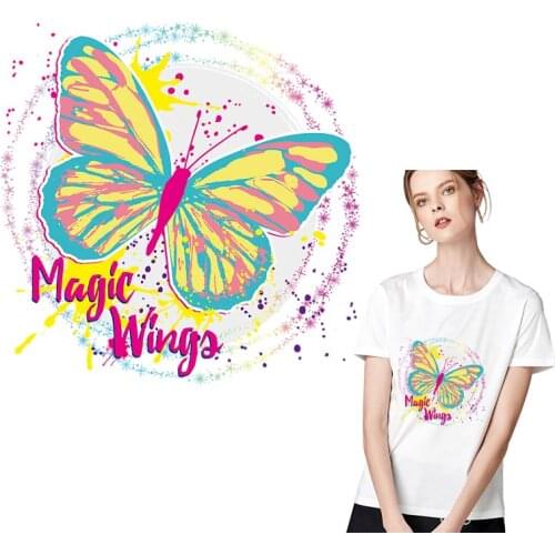 Butterfly Patch Iron on Patches for Clothing Wings Heat Transfer Vinyl Sticker on Clothes Thermo Stickers On Clothes DIY Pacth