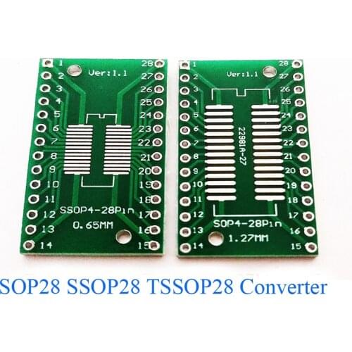 Sop28 SSOP28 TSSOP28 To dip 28 converter PCB Board With 0.65mm /1.27mm