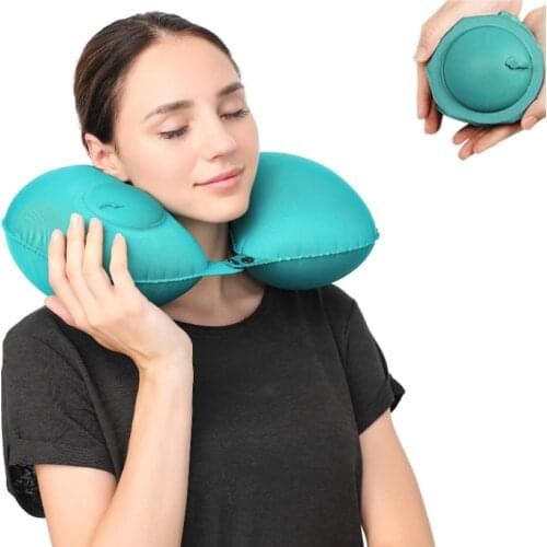 QCZX Travel Pillows Airplanes Inflatable Super Light Portable Neck Pillow U-Shape Automatic Inflatable Cervical Vertebr Pillow