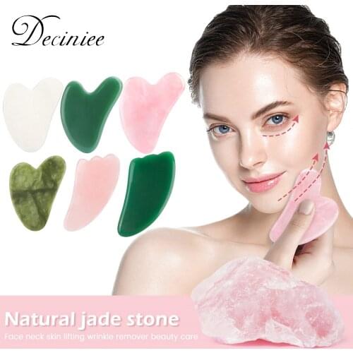 Natural Jade Gua sha Stone Board Massage Rose Quartz Guasha Plate Jade Face Massager Scrapers Tools For Face Neck Back Body