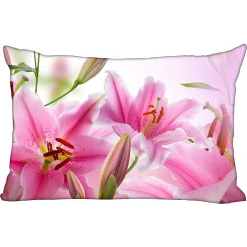 Lily Flower Pillowcase 45x35cm(One Side)Rectangle Zipper Pillow Case Bright Print Throw Wedding Decorative Pillowcase Cover