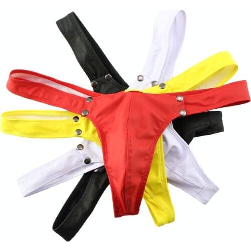 QWQINGWU Men's Leather Briefs