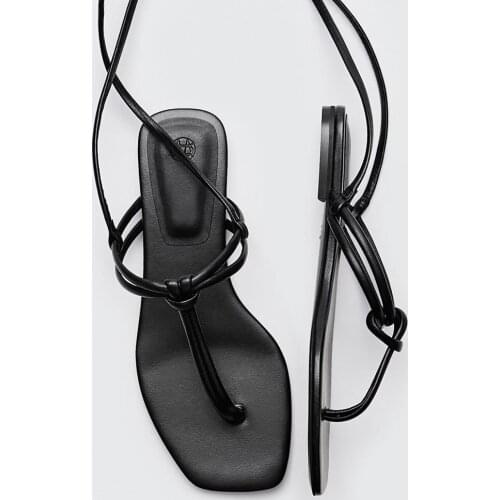 SOUTHLAND Summer Sandals Women England Fashion Genuine Leather Ins Fashion Blogger Vintage Bandage Roman Sandals Women Sandals