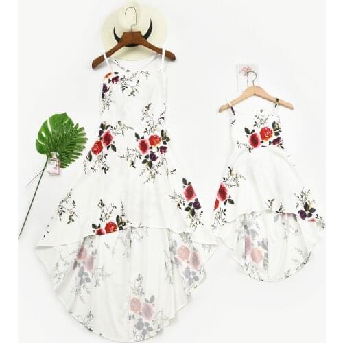 Family Matching Outfits 2021 Summer Sexy Sling Long Dress for Women Mommy and Me Party Dresses Mother and Daughter Girl Clothes