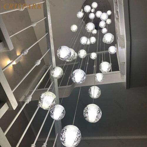 Modern LED Chandelier Lighting Nordic Crystal Pendant Lamp for Stair Home Suspension Hanging Lamp Villa Cristal Pendant Light