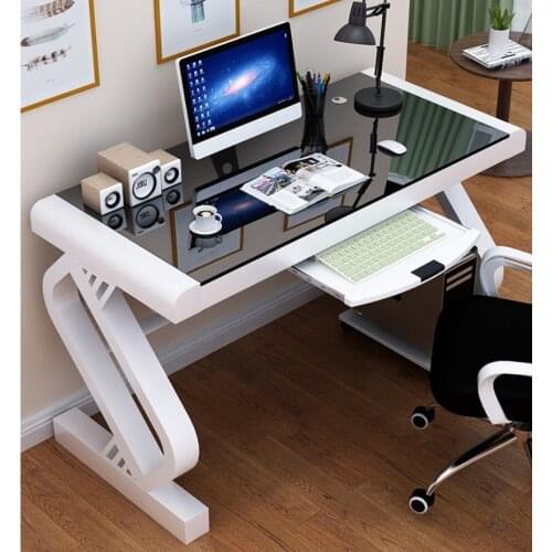 Computer desk desktop household with keyboard desk desk bedroom simple desk tempered glass writing desk economic