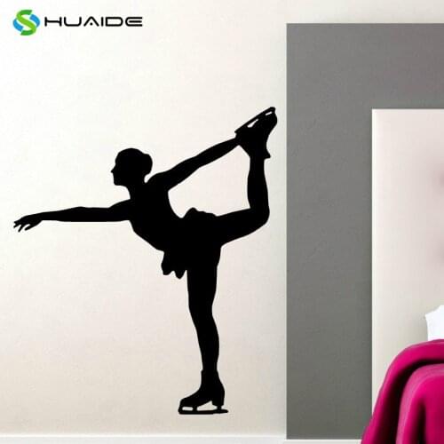Ice Skating Decor Ice Skater Wall Decal Quotes Vinyl Wall Stickers Living Room Bedroom Wall Art Home Decals Decor Mural A-12