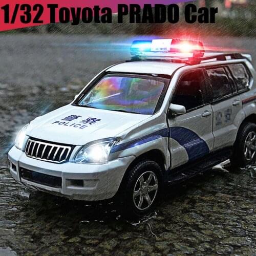 1:32 Alloy Pull Back Car Toy High imitation Toyota Police PRADO X5 SUV Car Metal With Sound Kids Gifts Free Shipping