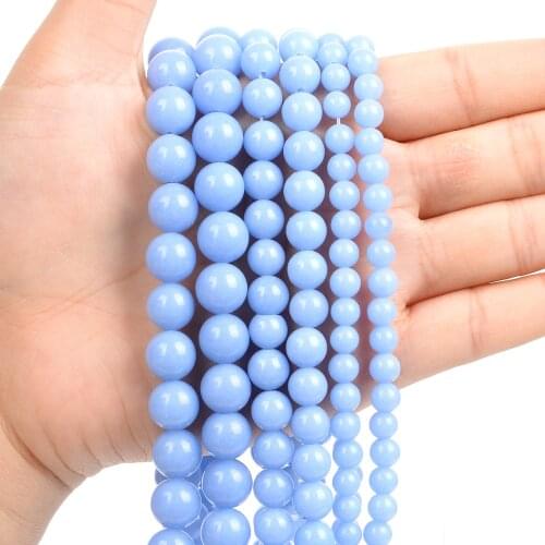 1Strand/Lot 6/8/10mm Natural Stone Blue Luminous Stone Round Beads Loose Spacer Bead For Jewelry Making DIY Accessories