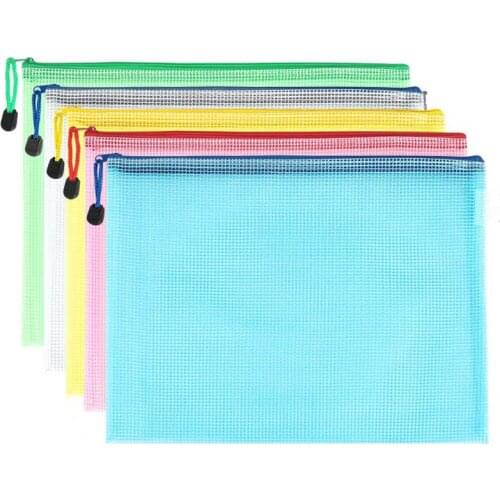 10 pcs/lot Pen bags Gridding Waterproof Zip Bag Document Pen Filing Products Pocket Folder Office & School Supplies Plastic B