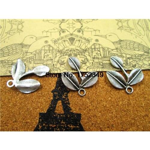 15pcs-- Leaf charms,Antique Tibetan Lovely Three Leaves Leaf Charm Pendant 23x24mm