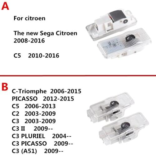 For Citroen Sega C-Quatre C-Triomphe XSARA PICASSO C5 II C3 C2 C4 C6 C8 DS3 DISPATCH III SAXO XANTIA II 2 Pcs Led Car Door Light